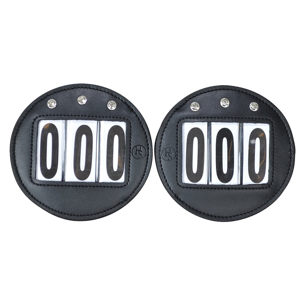 Nummerlapp Veganläder 2-pack Svart m. Strass