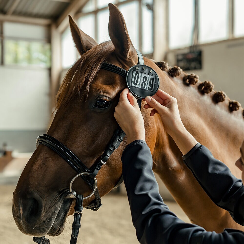 Nummerlapp Rund 3-siffror Brun m strass